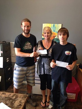 Dyno Day donation - Tamara Cross, Liam, Alex Councell